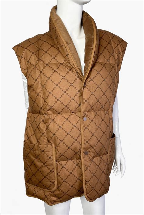 celine puffer jacket|Celine leather harness vest.